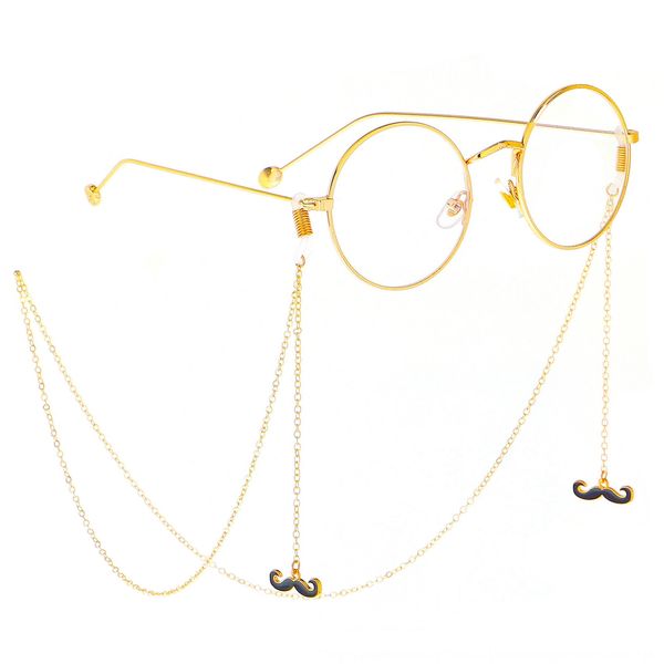 anti-slip fashionable metal pendant glasses rope golden black beard pendant handmade glasses chain, Blue
anti-slip fashionable metal pendant glasses rope golden black beard pendant handmade glasses chain, Blue