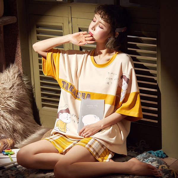 women pajama set short sleeve female lingerie set cotton shorts pajamas sleepwear nightwear pyjama night suit, Black;red
women pajama set short sleeve female lingerie set cotton shorts pajamas sleepwear nightwear pyjama night suit, Black;red