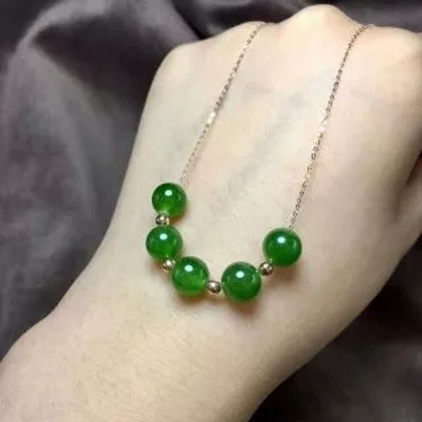 zhe ru jewelrythe only pure natural hetian jasper spinach 8mm bead pendant 18k gold necklace send mom send girlfriend gift, Silver
zhe ru jewelrythe only pure natural hetian jasper spinach 8mm bead pendant 18k gold necklace send mom send girlfriend gift, Silver