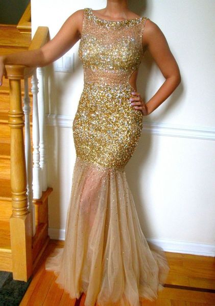 colorful tulle sheer prom dresses scoop bling bling luxurious mermaid backless beaded party evening gowns crystal custom made selling, Black
colorful tulle sheer prom dresses scoop bling bling luxurious mermaid backless beaded party evening gowns crystal custom made selling, Black