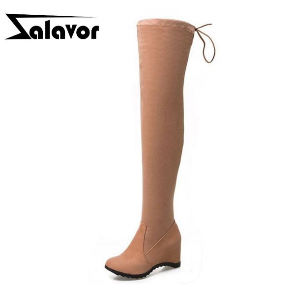 zalavor women fashion wedges boots solid color lace up over the knee high boots winter warm ladies footwear size 33-43, Black
zalavor women fashion wedges boots solid color lace up over the knee high boots winter warm ladies footwear size 33-43, Black