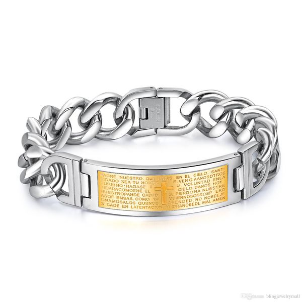 cross scripture bracelets golden silver stainless steel bracelets gift for male men boyfriend never rust jewelry gs971, Black
cross scripture bracelets golden silver stainless steel bracelets gift for male men boyfriend never rust jewelry gs971, Black