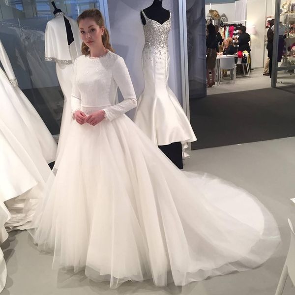 2019 A-line Lace Tulle Muslim Vintage Wedding Dresses With Long Sleeves Lace Appliques High Jewel Neck Simple Modest Bridal Gown Sleeved
2019 A-line Lace Tulle Muslim Vintage Wedding Dresses With Long Sleeves Lace Appliques High Jewel Neck Simple Modest Bridal Gown Sleeved