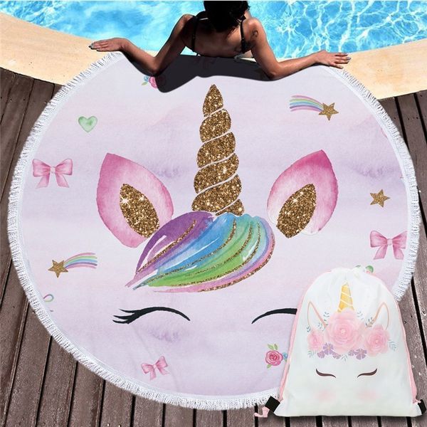 funny print big round beach towels lovely cartoon unicorn microfiber summer swimming bath towel with drawstring storage bag
funny print big round beach towels lovely cartoon unicorn microfiber summer swimming bath towel with drawstring storage bag