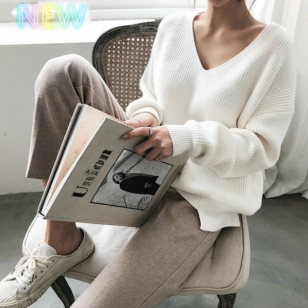 women's sweaters colorfaith 2021 autumn winter v-neck minimalist fashionable irregular hem knitting casual solid sw8112, White;black
women's sweaters colorfaith 2021 autumn winter v-neck minimalist fashionable irregular hem knitting casual solid sw8112, White;black