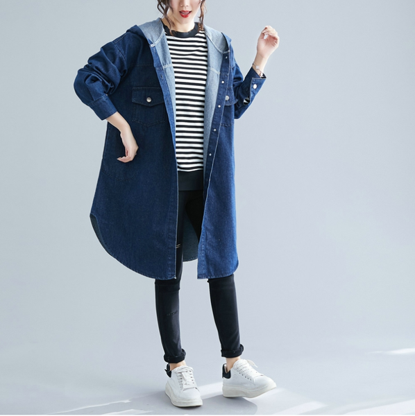 n018 # foreign trade women's clothing 2020 loose hooded denim windbreaker jacket, mid-length windbreaker, ladies jacke, Tan;black
n018 # foreign trade women's clothing 2020 loose hooded denim windbreaker jacket, mid-length windbreaker, ladies jacke, Tan;black