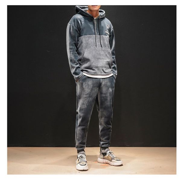 men's fashion sport set thick velvet winter tracksuit long sleeve hoodie sweatshirt joggings pants workout suit plus sizem-5xl, Gray
men's fashion sport set thick velvet winter tracksuit long sleeve hoodie sweatshirt joggings pants workout suit plus sizem-5xl, Gray