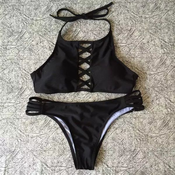 women bandage bikini set push up padded bra bathing suit halter swimsuit swimwear drop shipping, White;black
women bandage bikini set push up padded bra bathing suit halter swimsuit swimwear drop shipping, White;black