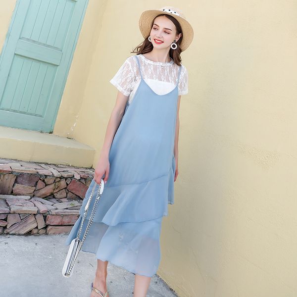 new 2019 pregnant women high fashion o neck short sleeve lace t shirt +sleeveless tanks dress maternity dress set for pregnancy, White
new 2019 pregnant women high fashion o neck short sleeve lace t shirt +sleeveless tanks dress maternity dress set for pregnancy, White