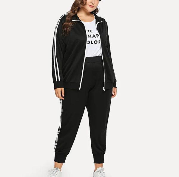 women plus size sweatshirt pants sets 2pcs long sleeve sport suit outdoor running jogging tracksuit for female 2019 fashion, Black;blue
women plus size sweatshirt pants sets 2pcs long sleeve sport suit outdoor running jogging tracksuit for female 2019 fashion, Black;blue