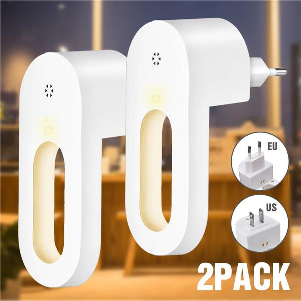 2pcs Plug-in Night Light Warm White Led Night Lights Dusk To Dawn Sensor For Bedroom Bathroom Kitchen Corridor Stairs Eu/us Plug