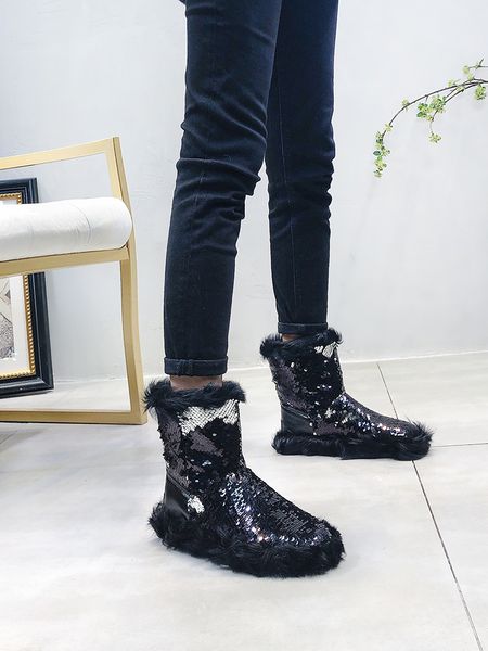 european station winter sequin lamb wool curly wool snow cotton boots short tube flat boots net red eskimo women's shoes, Black
european station winter sequin lamb wool curly wool snow cotton boots short tube flat boots net red eskimo women's shoes, Black