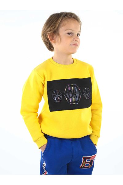 yellow winter male child sweatshirt, Black