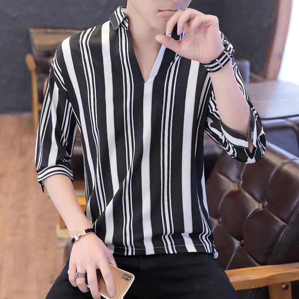 men's casual shirts striped men plus size slim fit blouse basic all match clothes half-sleeve shirt mens fashion korean style blouses, White;black
men's casual shirts striped men plus size slim fit blouse basic all match clothes half-sleeve shirt mens fashion korean style blouses, White;black