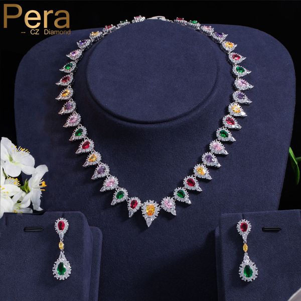 pera unique women colorful cz crystal long big pear dangle drop earring and necklace pendant set for wedding bridal jewelry j049, Silver
pera unique women colorful cz crystal long big pear dangle drop earring and necklace pendant set for wedding bridal jewelry j049, Silver