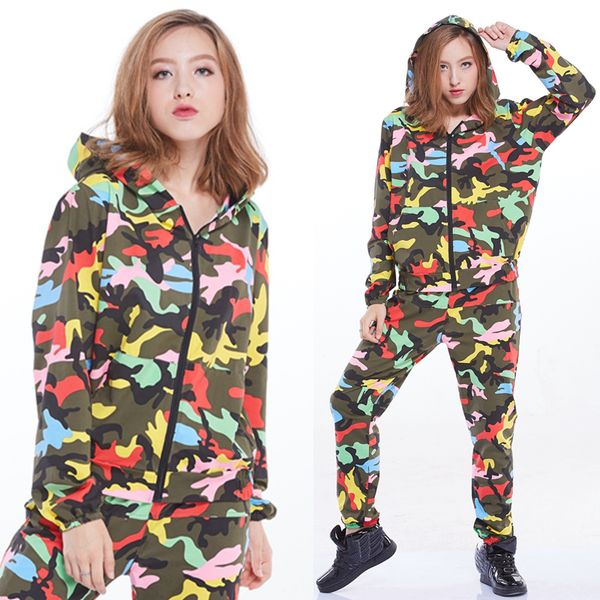 stage wear women hip hop costumes fashion camouflage hooded jacket pants adults street dance clothing jazz performance dt1754, Black;red
stage wear women hip hop costumes fashion camouflage hooded jacket pants adults street dance clothing jazz performance dt1754, Black;red