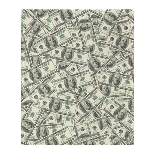 

100 dollar bill money pattern soft fleece throw blanket solid 350g thicker blankets on sofa/bed throw blanket