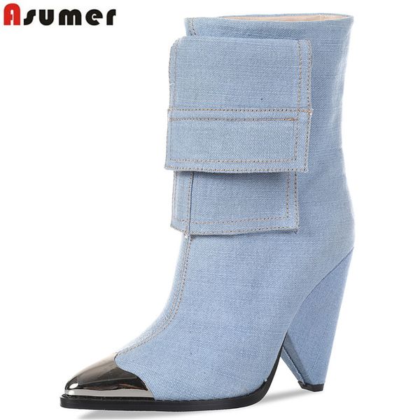 asumer 2020 new denim ankle boots for women pointed toe elegant ladies wedges boots high heels shoes women autumn winter, Black
asumer 2020 new denim ankle boots for women pointed toe elegant ladies wedges boots high heels shoes women autumn winter, Black