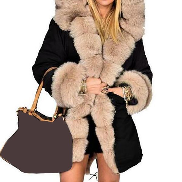 women's luxury fur collar winter parkas thick warm long coat hooded faux fur camouflage jacket overcoat outwear female 5xl m0277, Black
women's luxury fur collar winter parkas thick warm long coat hooded faux fur camouflage jacket overcoat outwear female 5xl m0277, Black