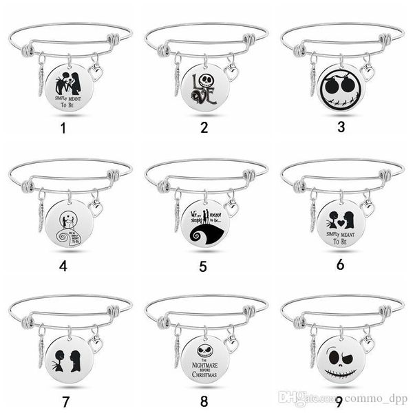 nightmare before christmas bracelets for women men skull round disc charm stainless steel expandable wire bangle fashion jewelry gift, Golden;silver
nightmare before christmas bracelets for women men skull round disc charm stainless steel expandable wire bangle fashion jewelry gift, Golden;silver
