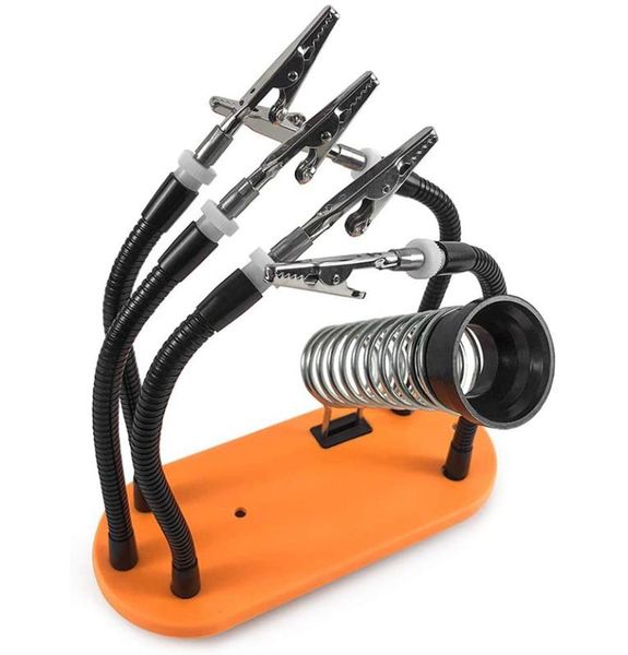 workbench helping hands soldering third hand vise, 5 magnetic flexible metal arms, non-slip steel weighted base, soldering iron
workbench helping hands soldering third hand vise, 5 magnetic flexible metal arms, non-slip steel weighted base, soldering iron