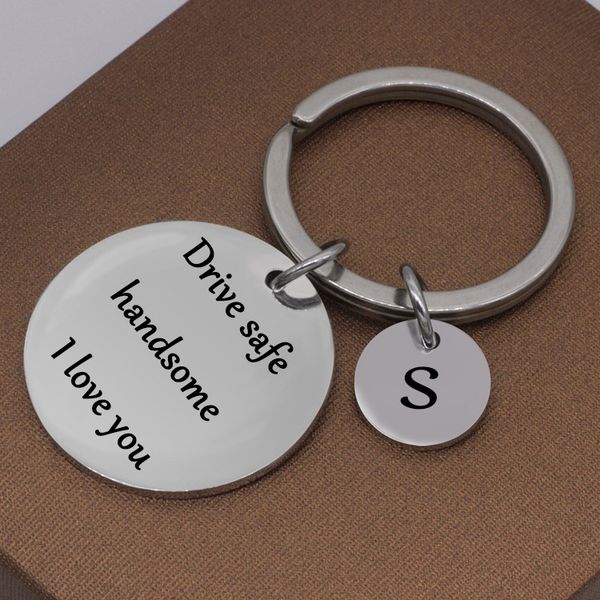drive safe handsome i love you/couples keychain/engraved keychain/lettering a-z keychain/husband gift/boyfriend gift key ring, Silver
drive safe handsome i love you/couples keychain/engraved keychain/lettering a-z keychain/husband gift/boyfriend gift key ring, Silver
