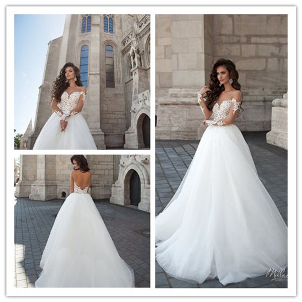 white tulle a line sheer long sleeves milla nova princess wedding dress bridal gowns nigeria backless lace applique 2019
white tulle a line sheer long sleeves milla nova princess wedding dress bridal gowns nigeria backless lace applique 2019