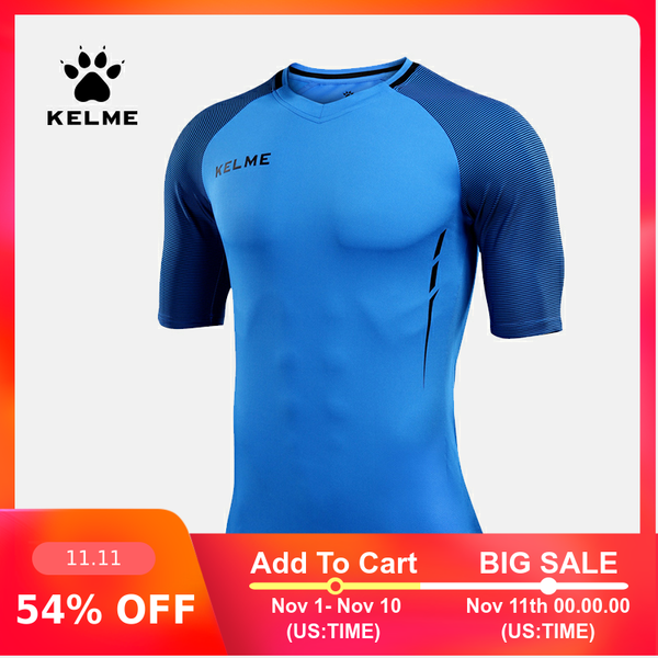sport gym training t-shirt quick-drying soccer short sleeves kelme 3871002, Black;blue
sport gym training t-shirt quick-drying soccer short sleeves kelme 3871002, Black;blue