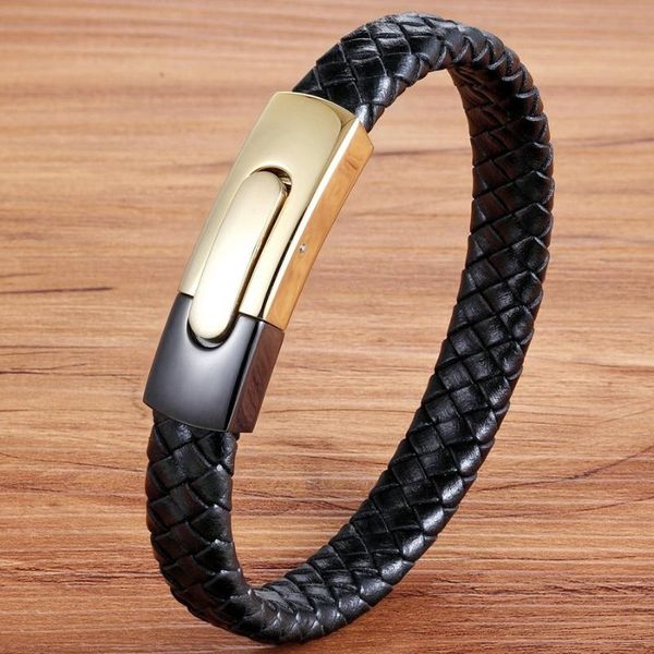 men's fashion magnetic bracelet gift punk easy hook black gold combination snake chain stainless steel leather bracelet, Golden;silver
men's fashion magnetic bracelet gift punk easy hook black gold combination snake chain stainless steel leather bracelet, Golden;silver