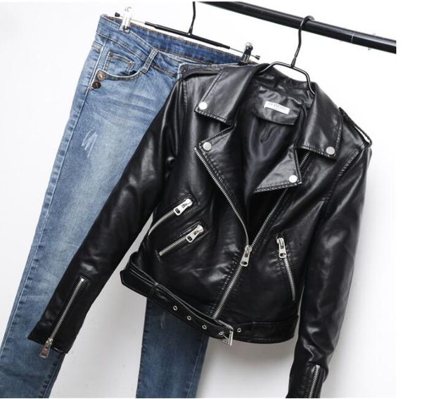 belt, autumn women's leather jacket, 4 colors, asymmetric bicycle zipper, women's faux leather jacket, jacket, Black
belt, autumn women's leather jacket, 4 colors, asymmetric bicycle zipper, women's faux leather jacket, jacket, Black