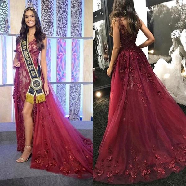 2020 burgundy v neck bead mermaid evening gowns high slit vestidos de fiesta sweep train formal long party prom dress, Black;red
2020 burgundy v neck bead mermaid evening gowns high slit vestidos de fiesta sweep train formal long party prom dress, Black;red