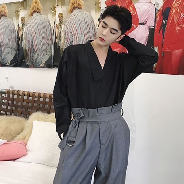 v-neck pullover shirt men fashion casual loose shirts white black long sleeve dress shirts harajuku
v-neck pullover shirt men fashion casual loose shirts white black long sleeve dress shirts harajuku
