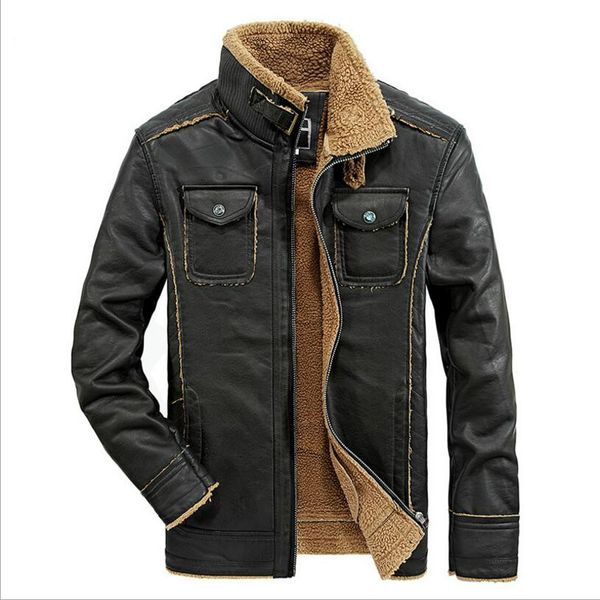 men winter warm leather jackets wool liner thicker warm down jackets men outwear casual leather coats, Black
men winter warm leather jackets wool liner thicker warm down jackets men outwear casual leather coats, Black