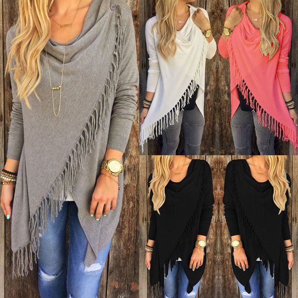 women's irregular tassel knitted cardigan loose sweater jacket poncho coat, Tan;black
women's irregular tassel knitted cardigan loose sweater jacket poncho coat, Tan;black