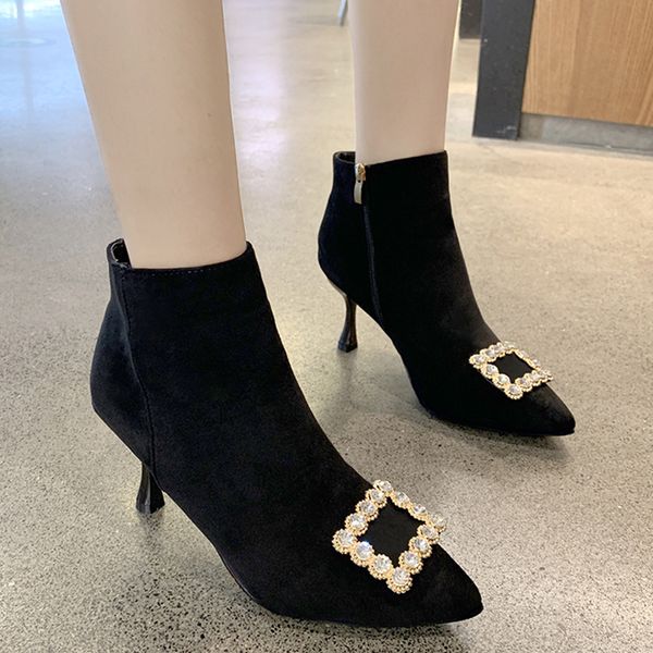 rimocy black flock pointed toe ankle boots for women fashion rhinestone high heel botas mujer warm plush winter shoes woman
rimocy black flock pointed toe ankle boots for women fashion rhinestone high heel botas mujer warm plush winter shoes woman