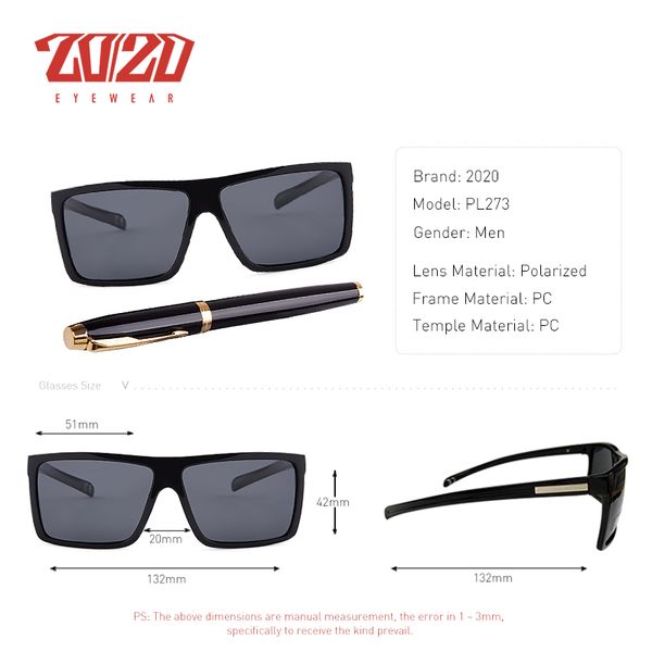 20/20 brand design classic black polarized sunglasses men driving sun glasses for male shades eyewear with box oculos pl273 y200619, White;black
20/20 brand design classic black polarized sunglasses men driving sun glasses for male shades eyewear with box oculos pl273 y200619, White;black