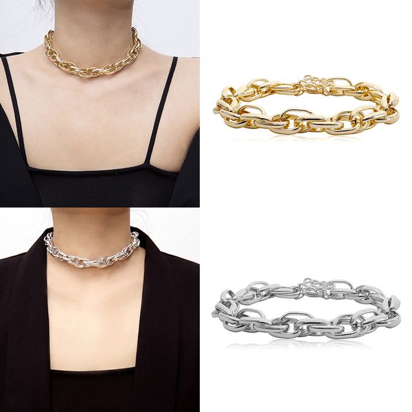 necklace handmade ring interlock thick chain necklace punk clavicle chain jewelry fea889, Golden;silver
necklace handmade ring interlock thick chain necklace punk clavicle chain jewelry fea889, Golden;silver