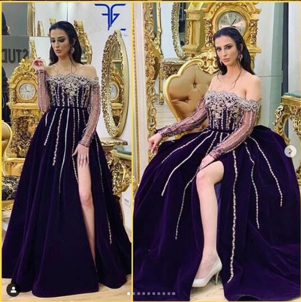 purple long sleeve a line prom dresses beaded long 2019 split front vestidos de fiesta long arabic evening formal gown, Black
purple long sleeve a line prom dresses beaded long 2019 split front vestidos de fiesta long arabic evening formal gown, Black