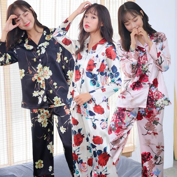 women nightwear 2019 spring pajamas silk print sweet women sleepwear set girl nightgown long pant cute silk pajamas sets, Blue;gray
women nightwear 2019 spring pajamas silk print sweet women sleepwear set girl nightgown long pant cute silk pajamas sets, Blue;gray