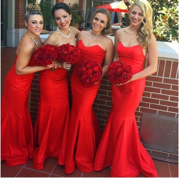 simple red mermaid bridesmaid dresses strapless satin floor length backless long new wedding guest evening homecoming party dress, White;pink
simple red mermaid bridesmaid dresses strapless satin floor length backless long new wedding guest evening homecoming party dress, White;pink