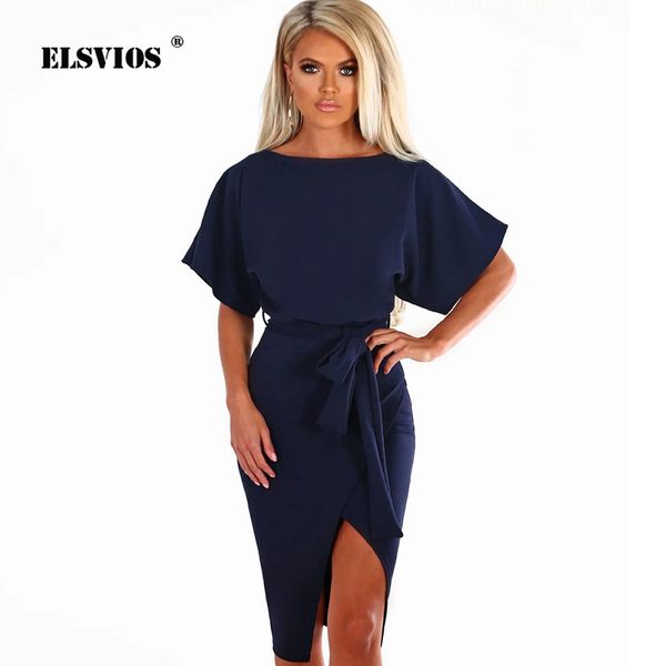 elsvios new solid o-neck irregular split dress women 2019 spring summer casual party dress elegant short sleeve with belt, Black;gray
elsvios new solid o-neck irregular split dress women 2019 spring summer casual party dress elegant short sleeve with belt, Black;gray