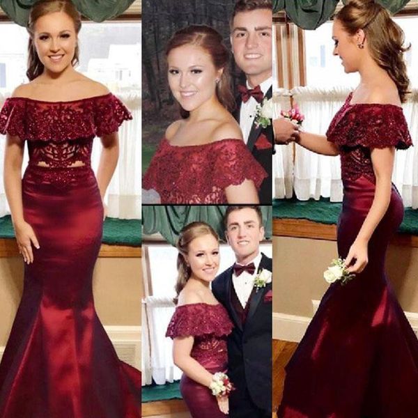 2019 elegant burgundy lace off shoulder mermaid prom dressesbeads sweep train long formal evening party gowns special occasion dress, Black
2019 elegant burgundy lace off shoulder mermaid prom dressesbeads sweep train long formal evening party gowns special occasion dress, Black
