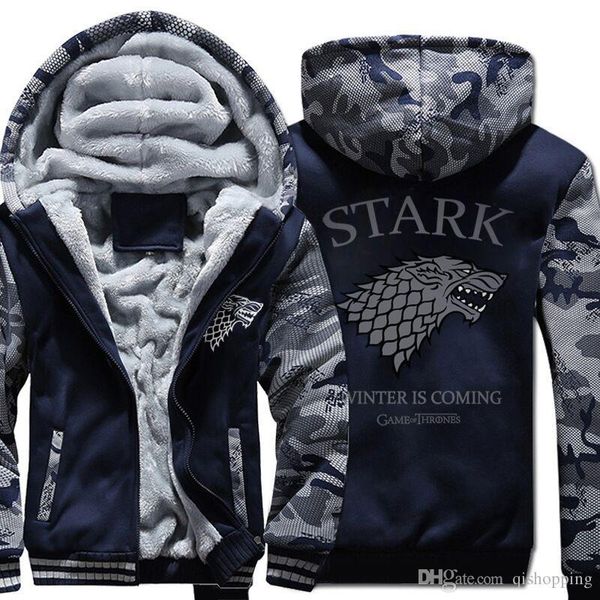 targaryen hoodie winter is coming hoodie camouflage coat winter thicken fleece cotton coat cashmere hoodie zipper jacket us eu size, Blue;black
targaryen hoodie winter is coming hoodie camouflage coat winter thicken fleece cotton coat cashmere hoodie zipper jacket us eu size, Blue;black