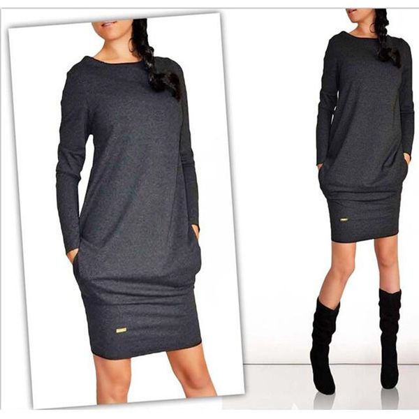 autumn winter dresses 2019 fashion women long sleeve o-neck casual pocket dress vestidos plus size mini sheath work office dress, Black;gray
autumn winter dresses 2019 fashion women long sleeve o-neck casual pocket dress vestidos plus size mini sheath work office dress, Black;gray