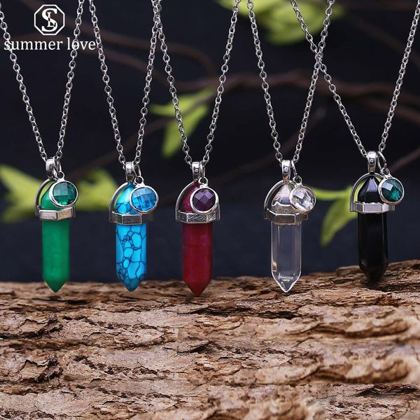 new bullet natural stone glass pendant stainless steel chain necklace for women multicolor birthstone adjustable necklace with gift cards, Silver
new bullet natural stone glass pendant stainless steel chain necklace for women multicolor birthstone adjustable necklace with gift cards, Silver