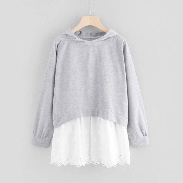 women hooded wear new gray color lace patchwork casual loose hoodies female spring autumn pullovers jumpers femme sale, Black
women hooded wear new gray color lace patchwork casual loose hoodies female spring autumn pullovers jumpers femme sale, Black