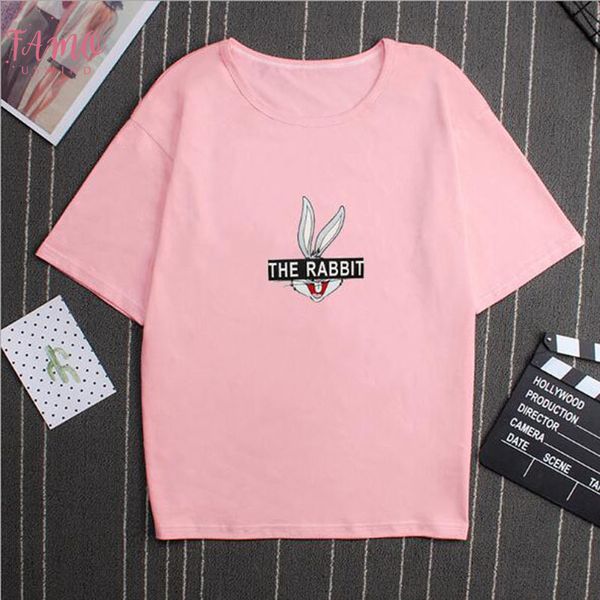solid cute rabbit print t shirt women spring summer new style short sleeve o neck cotton spandex women slim fit woman, White
solid cute rabbit print t shirt women spring summer new style short sleeve o neck cotton spandex women slim fit woman, White