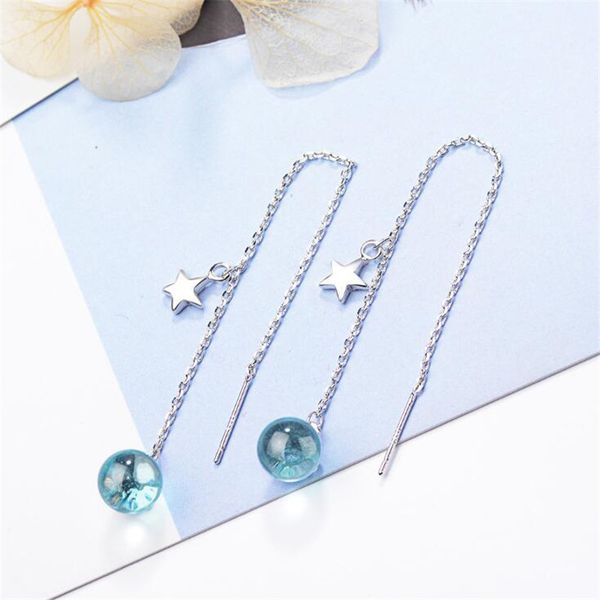 new fashion personality long tassel 925 sterling silver jewelry blue planet ball ear line crystal star dangle earrings se498, Golden
new fashion personality long tassel 925 sterling silver jewelry blue planet ball ear line crystal star dangle earrings se498, Golden