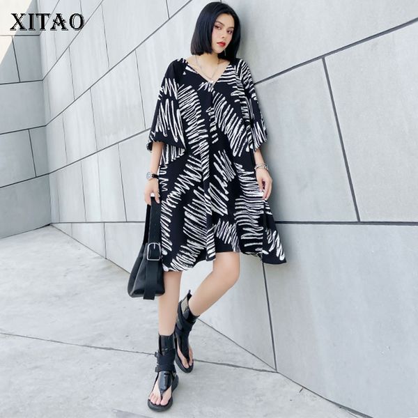 xitao tide plus size striped pattern dress women clothes 2020 fashion loose casual v neck short sleeve elegant dress zll5094, Black;gray
xitao tide plus size striped pattern dress women clothes 2020 fashion loose casual v neck short sleeve elegant dress zll5094, Black;gray