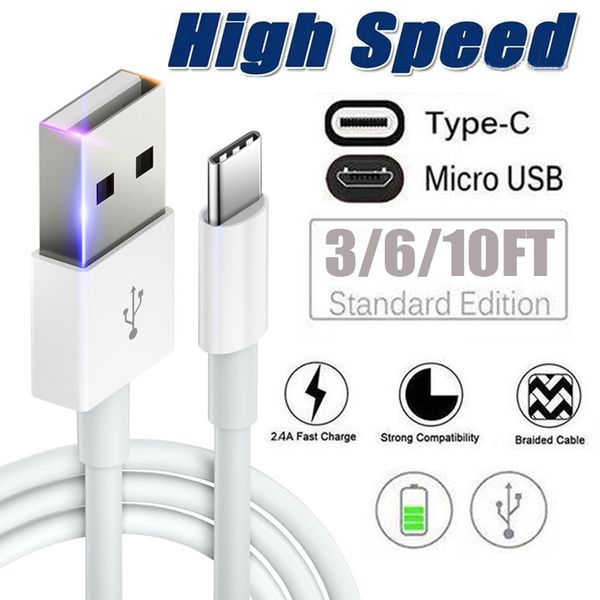 new 3/6/10ft 2.1 fast charging usb type c cable high speed usb-c charger micro usb cable for android smartphone white
new 3/6/10ft 2.1 fast charging usb type c cable high speed usb-c charger micro usb cable for android smartphone white
